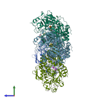 PDB entry 6epz coloured by chain, side view.