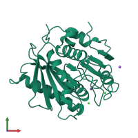 PDB entry 6eqe coloured by chain, front view.