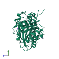 PDB entry 6eqe coloured by chain, side view.