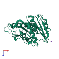 PDB entry 6eqe coloured by chain, top view.
