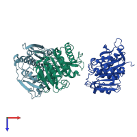 PDB entry 6eqh coloured by chain, top view.