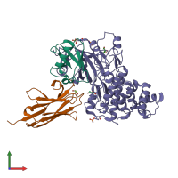 PDB entry 6eqi coloured by chain, front view.