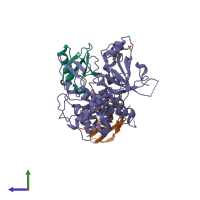 PDB entry 6eqi coloured by chain, side view.
