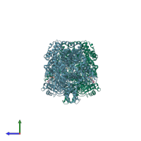 PDB entry 6eqo coloured by chain, side view.