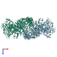 PDB entry 6eqo coloured by chain, top view.