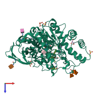 PDB entry 6eqq coloured by chain, top view.