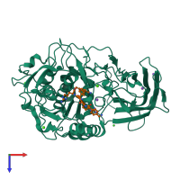 PDB entry 6eqw coloured by chain, top view.