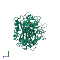 PDB entry 6eqx coloured by chain, side view.