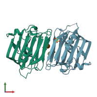 PDB entry 6er3 coloured by chain, front view.
