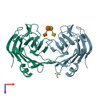 PDB entry 6er3 coloured by chain, top view.