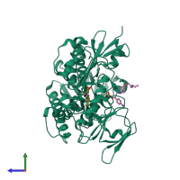 PDB entry 6er5 coloured by chain, side view.