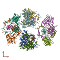 PDB entry 6erf coloured by chain, front view.