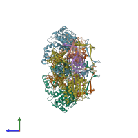 PDB entry 6erh coloured by chain, side view.