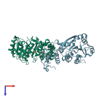 PDB entry 6ero coloured by chain, top view.