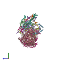 PDB entry 6erp coloured by chain, side view.