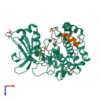 PDB entry 6ert coloured by chain, top view.