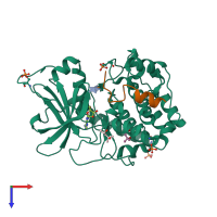 PDB entry 6esa coloured by chain, top view.