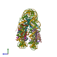 PDB entry 6esh coloured by chain, side view.