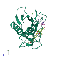 PDB entry 6esm coloured by chain, side view.