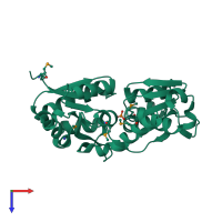 PDB entry 6esv coloured by chain, top view.