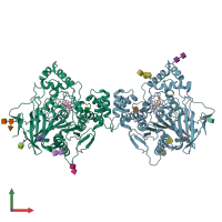 PDB entry 6esy coloured by chain, front view.