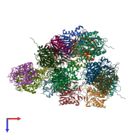 PDB entry 6et2 coloured by chain, top view.