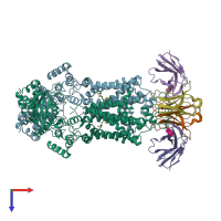 PDB entry 6eti coloured by chain, top view.