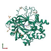 PDB entry 6ets coloured by chain, front view.