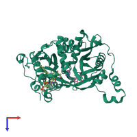 PDB entry 6eu5 coloured by chain, top view.