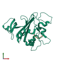 PDB entry 6eub coloured by chain, front view.
