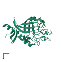 PDB entry 6eub coloured by chain, top view.