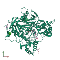 PDB entry 6euc coloured by chain, front view.