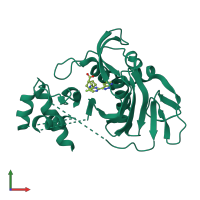 PDB entry 6eux coloured by chain, front view.