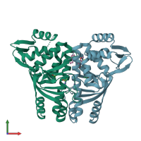 PDB entry 6euz coloured by chain, front view.