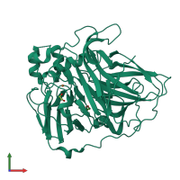 PDB entry 6evg coloured by chain, front view.