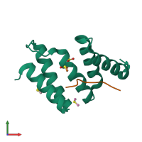 PDB entry 6evp coloured by chain, front view.