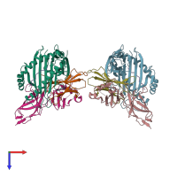 PDB entry 6ewo coloured by chain, top view.