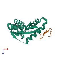PDB entry 6ex9 coloured by chain, top view.