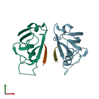 PDB entry 6exj coloured by chain, front view.