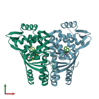 PDB entry 6exl coloured by chain, front view.