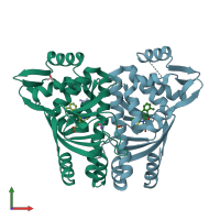 PDB entry 6exm coloured by chain, front view.
