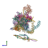PDB entry 6exn coloured by chain, side view.