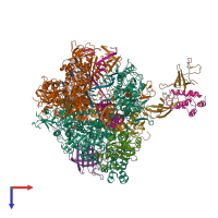 PDB entry 6exv coloured by chain, top view.