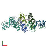 PDB entry 6ey2 coloured by chain, front view.