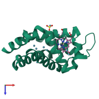 PDB entry 6eye coloured by chain, top view.