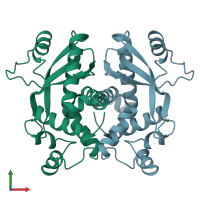 PDB entry 6eyy coloured by chain, front view.