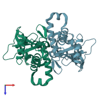 PDB entry 6eyy coloured by chain, top view.