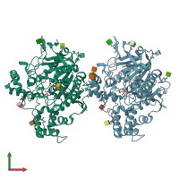 PDB entry 6ez2 coloured by chain, front view.