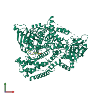 PDB entry 6ez6 coloured by chain, front view.