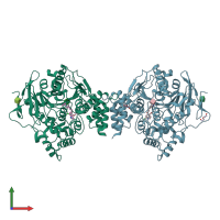 PDB entry 6ezg coloured by chain, front view.